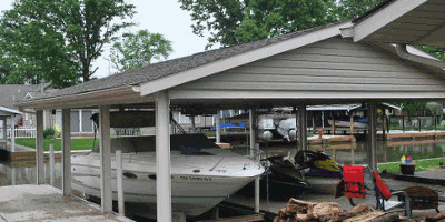 Photo samples of roofing, decks and boat docks